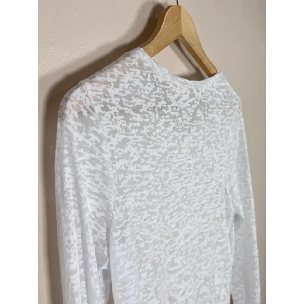 Unbranded Womens Long Sleeve Top Sheer Stretch Layering Grunge 90s Y2K White XL